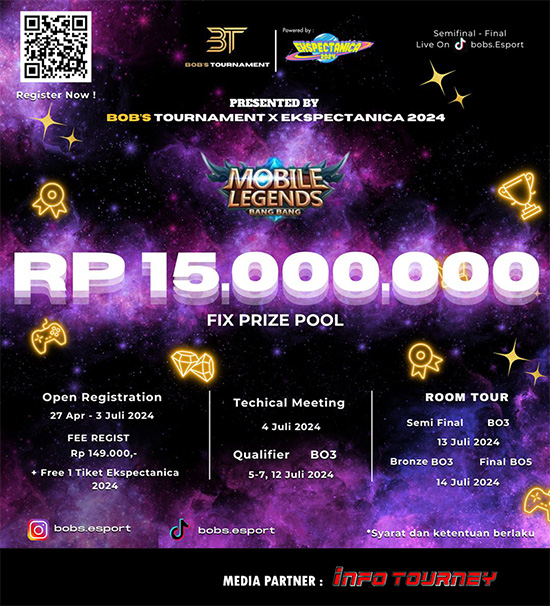 turnamen ml mlbb mole mobile legends juli 2024 bobs tour x ekspectanica 2024 poster