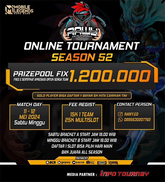turnamen ml mlbb mole mobile legends mei 2024 rawy eo season 52 poster