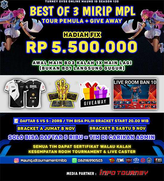 turnamen ml mlbb mole mobile legends november 2024 maung id cup season 120 week 2 poster