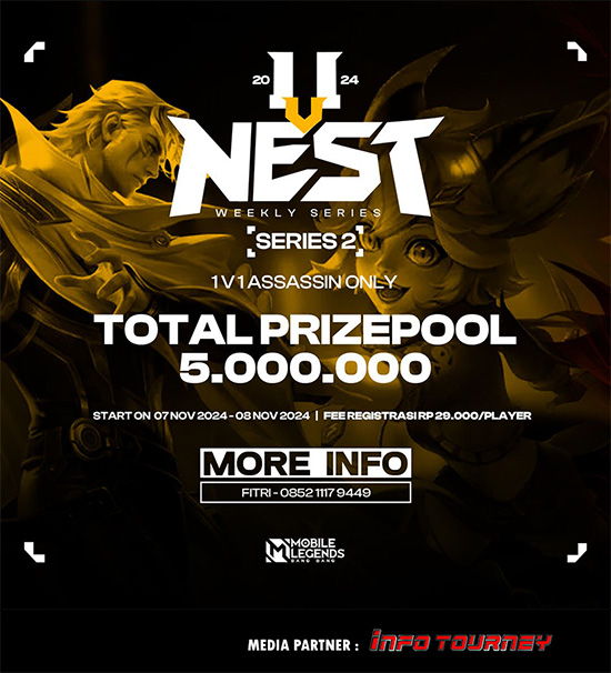 turnamen ml mlbb mole mobile legends november 2024 nest 1vs1 assassin poster