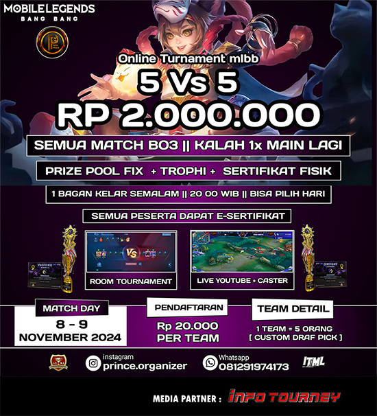 turnamen ml mlbb mole mobile legends november 2024 prince organizer 10 poster