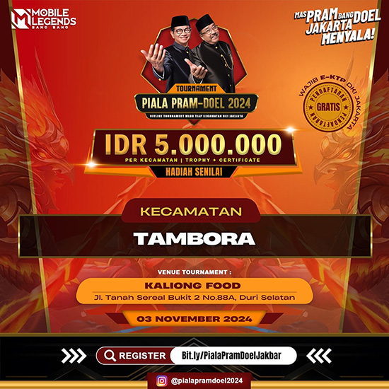 turnamen ml mlbb mole mobile legends november 2024 piala pram doel 2024 tambora poster