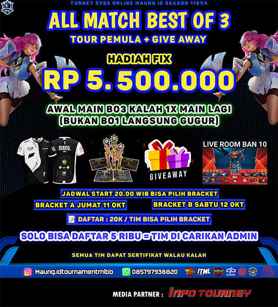turnamen ml mlbb mole mobile legends oktober 2024 maung id cup season 118 week 4 poster