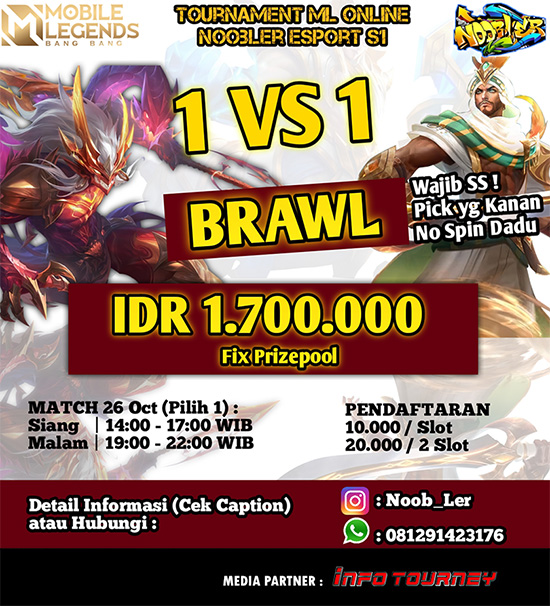 turnamen ml mlbb mole mobile legends oktober 2024 noobler 1vs1 brawl season 1 poster