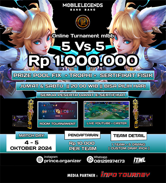 turnamen ml mlbb mole mobile legends oktober 2024 prince organizer 7 poster