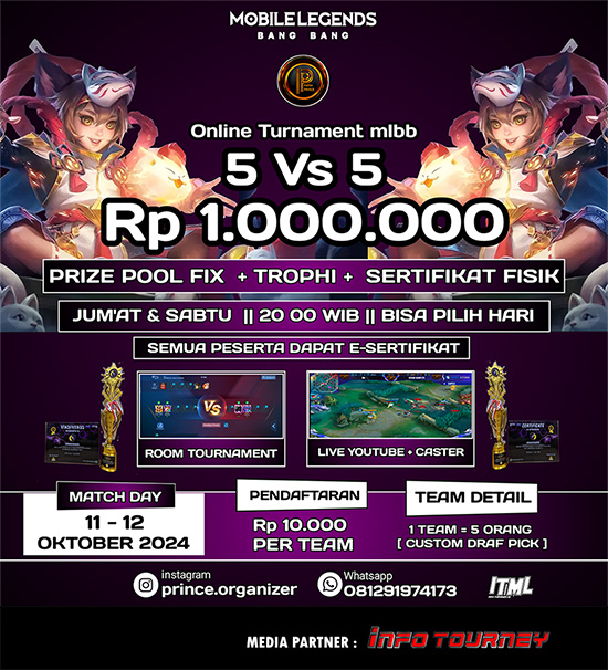 turnamen ml mlbb mole mobile legends oktober 2024 prince organizer 8 poster