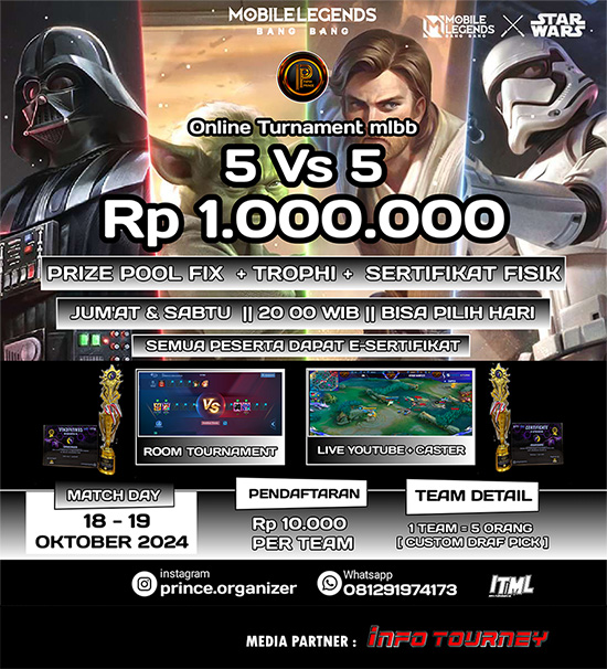 turnamen ml mlbb mole mobile legends oktober 2024 prince organizer 9 poster