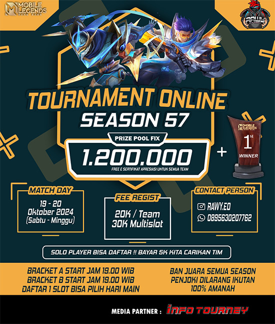 turnamen ml mlbb mole mobile legends oktober 2024 rawy season 57 poster