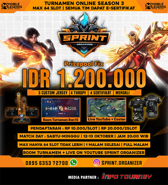 turnamen ml mlbb mole mobile legends oktober 2024 sprint organizer season 3 poster