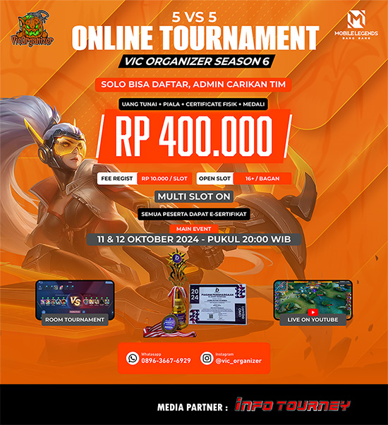 turnamen ml mlbb mole mobile legends oktober 2024 vic organizer season 6 poster