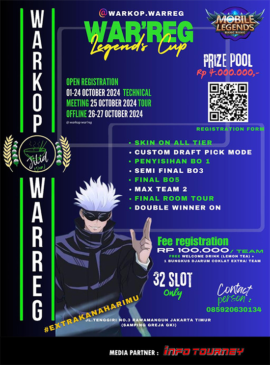 turnamen ml mlbb mole mobile legends oktober 2024 warreg legends cup poster