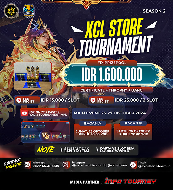 turnamen ml mlbb mole mobile legends oktober 2024 xcl store season 2 poster
