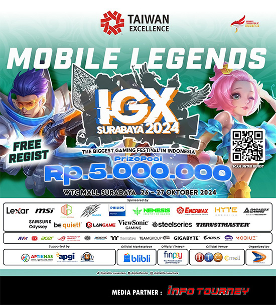 turnamen ml mlbb mole mobile legends oktober 2024 igx surabaya 2024 poster
