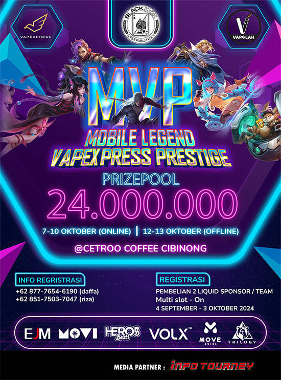 turnamen ml mlbb mole mobile legends oktober 2024 vapexpress prestige poster