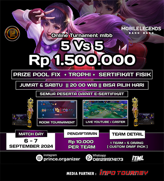 turnamen ml mlbb mole mobile legends september 2024 prince organizer 4 poster