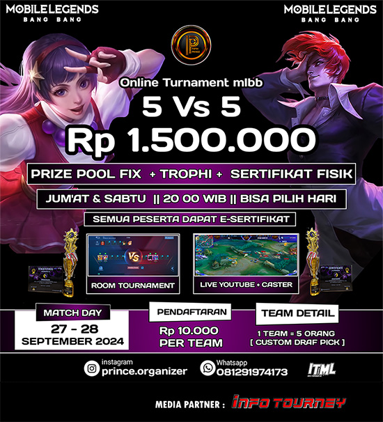 turnamen ml mlbb mole mobile legends september 2024 prince organizer 6 poster