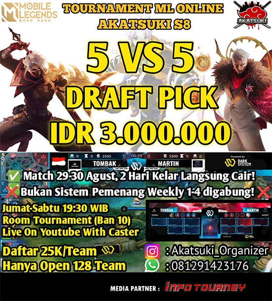 turnamen ml mlbb mole mobile legends agustus 2025 akatsuki season 8 poster