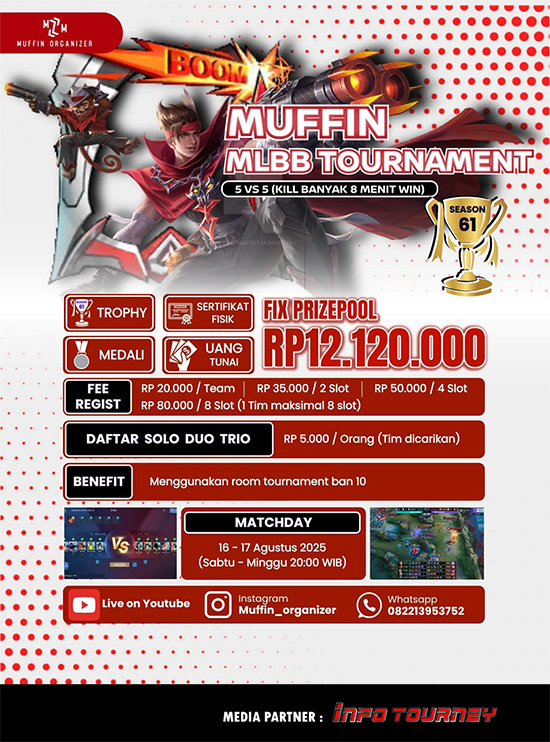 turnamen ml mlbb mole mobile legends agustus 2025 muffin season 61 7 poster
