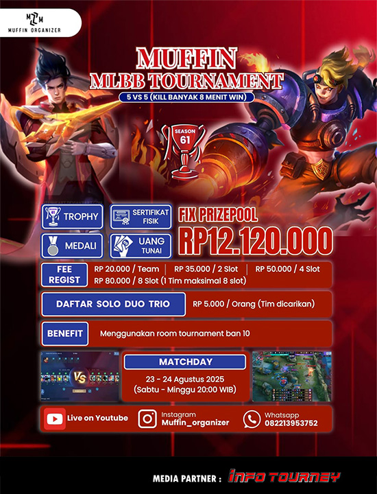 turnamen ml mlbb mole mobile legends agustus 2025 muffin season 61 8 poster
