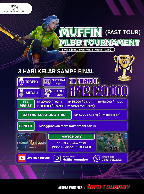 turnamen ml mlbb mole mobile legends agustus 2025 muffin season 61 9 poster