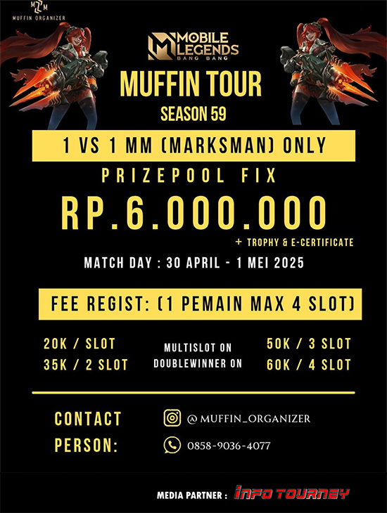 turnamen ml mlbb mole mobile legends april 2025 muffin 1vs1 marksman poster