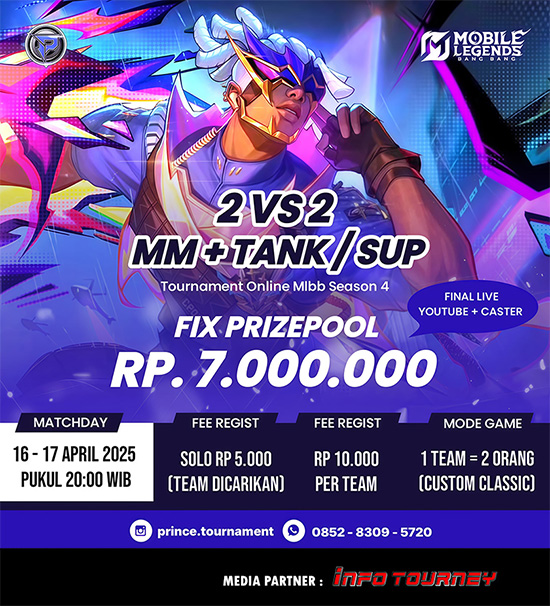 turnamen ml mlbb mole mobile legends april 2025 prince organizer 2vs2 poster