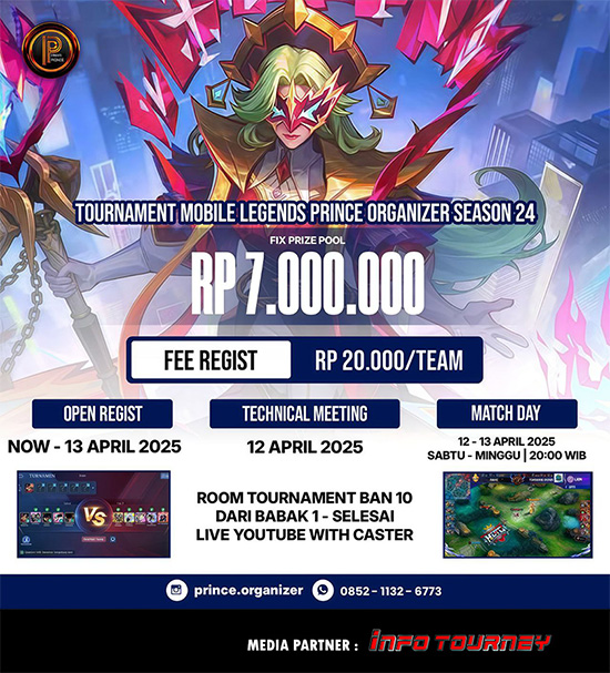 turnamen ml mlbb mole mobile legends april 2025 prince organizer season 24 poster
