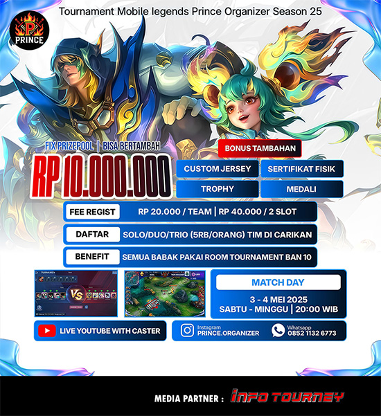 turnamen ml mlbb mole mobile legends mei 2025 prince organizer season 25 2 poster