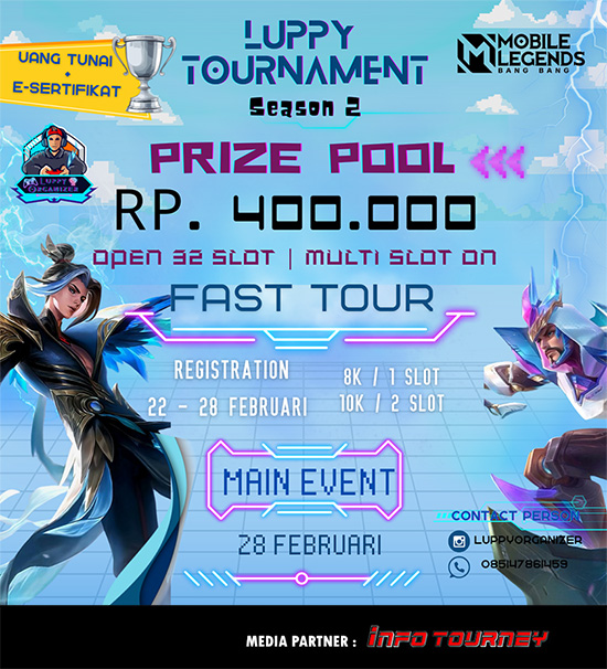 turnamen ml mlbb mole mobile legends februari 2025 luppy organizer season 2 poster