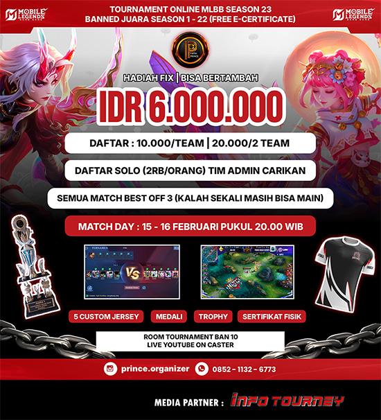 turnamen ml mlbb mole mobile legends februari 2025 prince organizer season 23 1 poster