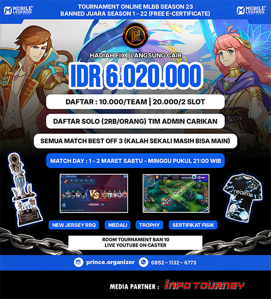 turnamen ml mlbb mole mobile legends maret 2025 prince organizer season 23 3 poster