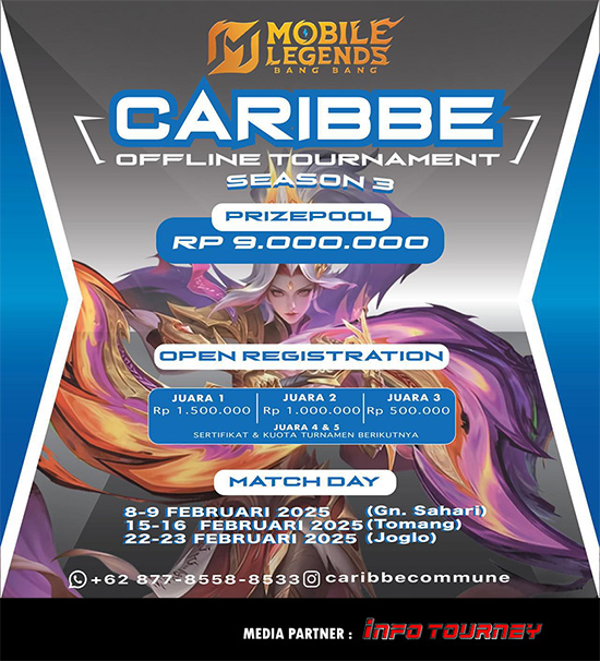 turnamen ml mlbb mole mobile legends februari 2025 caribbe commune season 3 poster