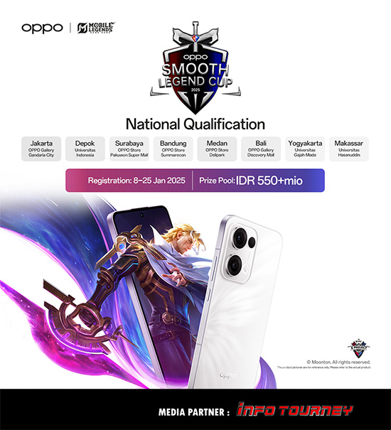turnamen ml mlbb mole mobile legends februari 2025 mlbb x oppo smooth legend cup 2025 poster