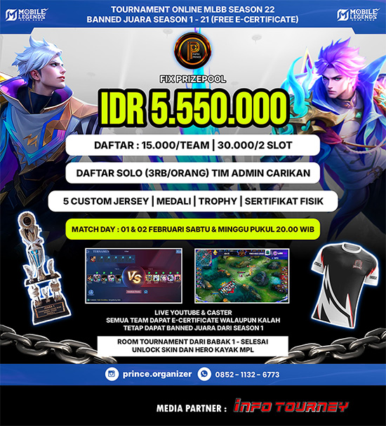 turnamen ml mlbb mole mobile legends februari 2025 prince organizer season 22 3 poster