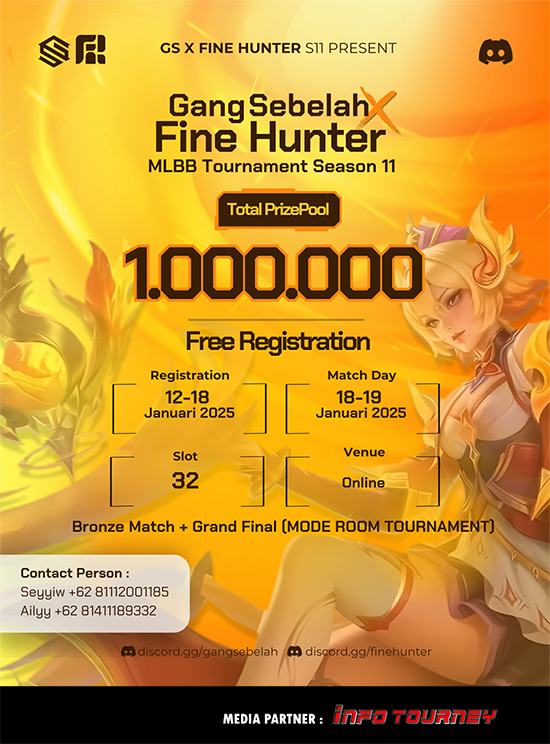turnamen ml mlbb mole mobile legends januari 2025 gang sebelah x fine hunter season 11 poster