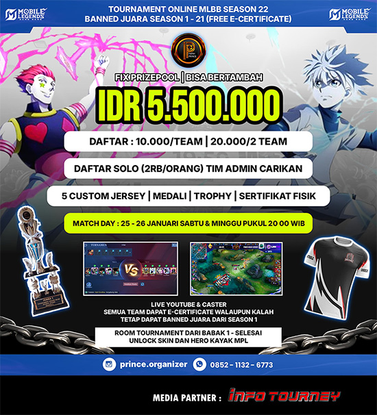 turnamen ml mlbb mole mobile legends januari 2025 prince organizer season 22 2 poster