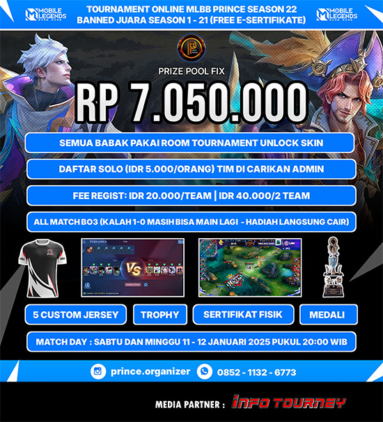 turnamen ml mlbb mole mobile legends januari 2025 prince organizer season 22 poster