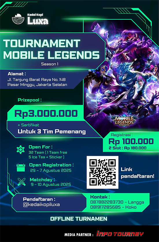 turnamen ml mlbb mole mobile legends agustus 2025 kedai kopi luxa season 1 poster