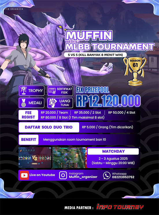 turnamen ml mlbb mole mobile legends agustus 2025 muffin season 61 6 poster