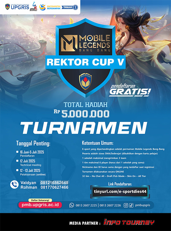 turnamen ml mlbb mole mobile legends juli 2025 piala rektor upgris 2025 poster