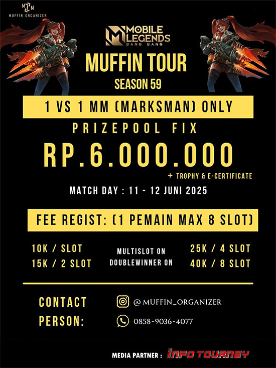 turnamen ml mlbb mole mobile legends juni 2025 muffin 1vs1 marksman 7 poster