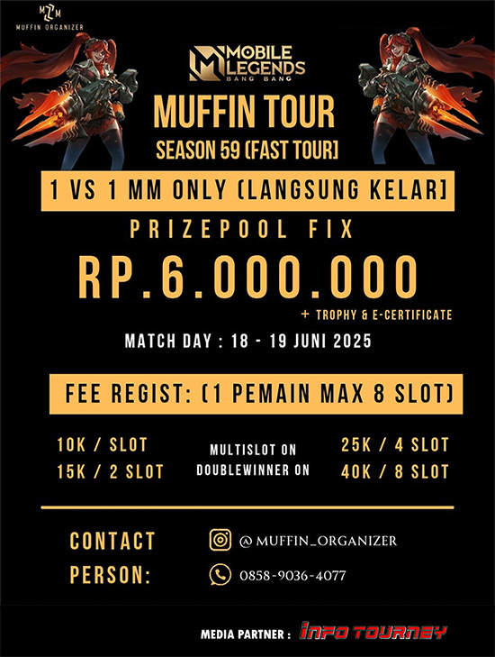 turnamen ml mlbb mole mobile legends juni 2025 muffin 1vs1 marksman 8 poster