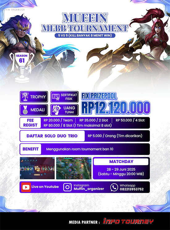turnamen ml mlbb mole mobile legends juni 2025 muffin season 61 poster