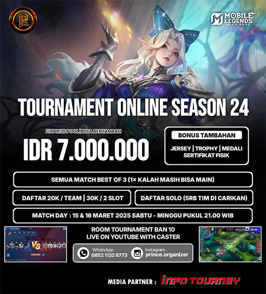 turnamen ml mlbb mole mobile legends maret 2025 prince organizer season 24 2 poster