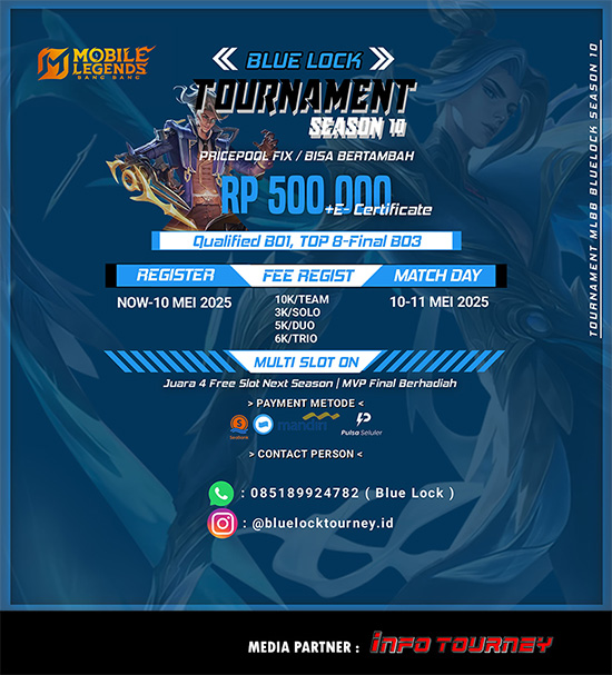 turnamen ml mlbb mole mobile legends mei 2025 blue lock season 10 poster