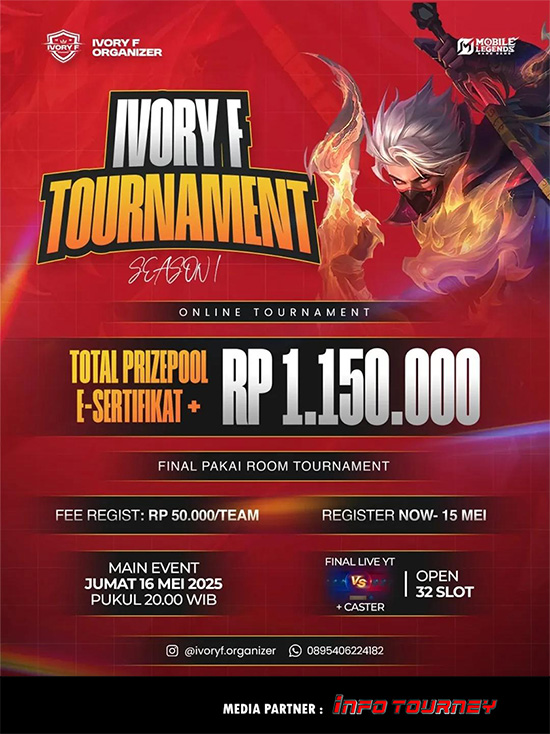 turnamen ml mlbb mole mobile legends mei 2025 ivoryf cup season 1 poster
