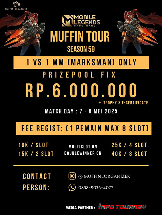turnamen ml mlbb mole mobile legends mei 2025 muffin 1vs1 marksman 2 poster