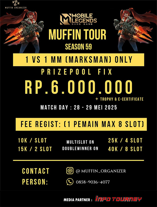 turnamen ml mlbb mole mobile legends mei 2025 muffin 1vs1 marksman 5 poster