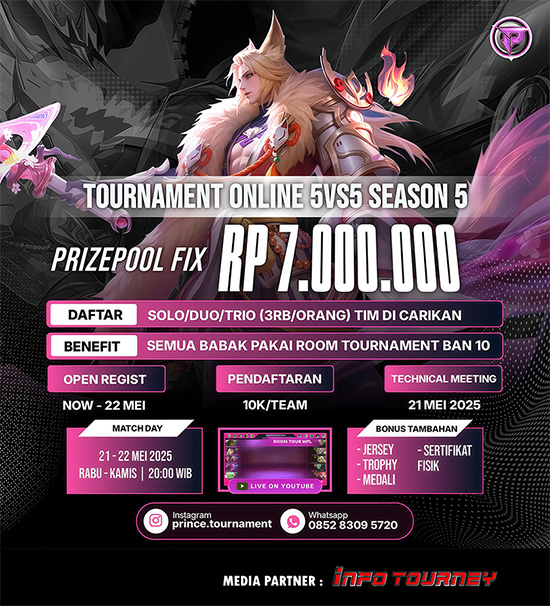 turnamen ml mlbb mole mobile legends mei 2025 prince tour season 5 2 poster