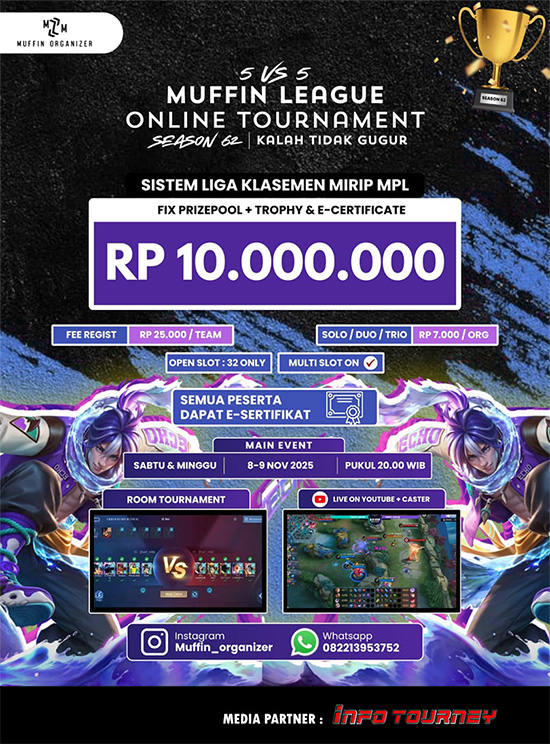 turnamen ml mlbb mole mobile legends oktober 2025 muffin season 62 10 poster